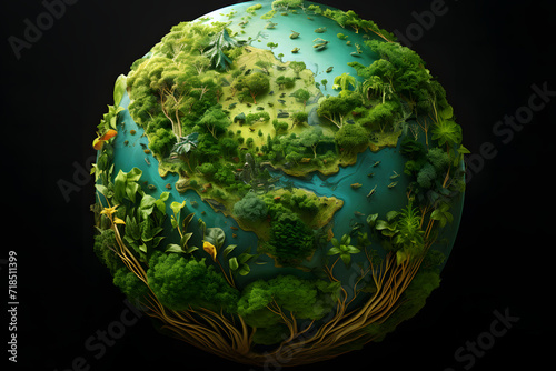 green earth with leaves  Earth Day concept on a white background  World Environment Day  Earth space