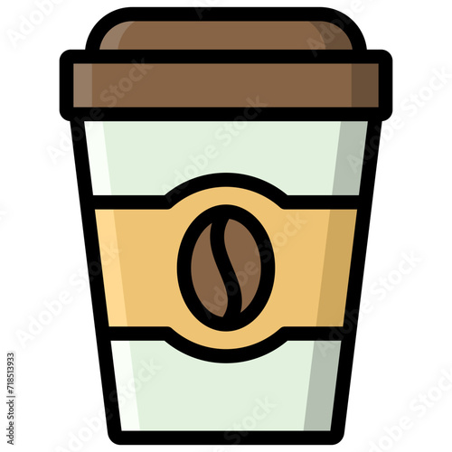 coffee cup icon illustration design with filled outline