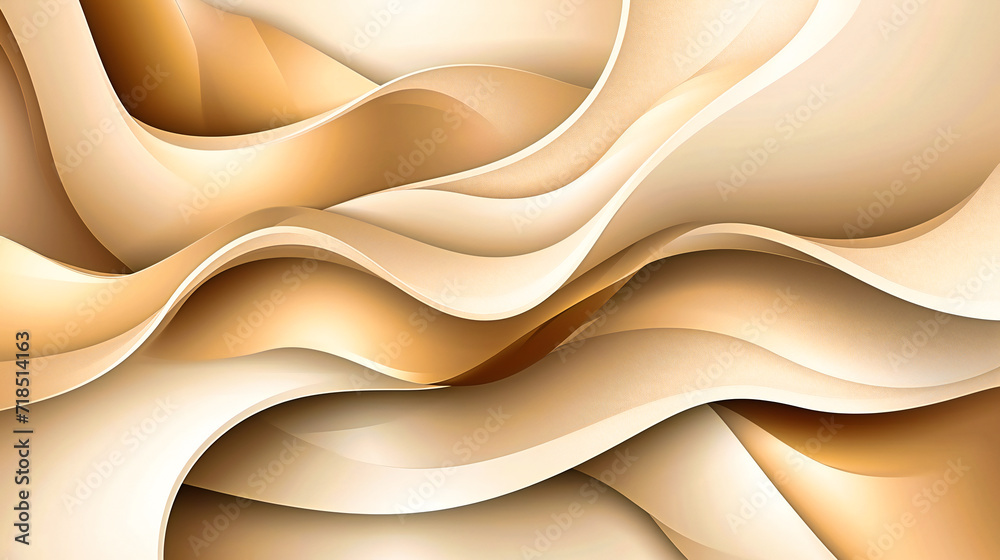 Elegant White and Gold Satin Wave Background, Soft and Smooth Textured Pattern, Luxurious Silk Fabric Design