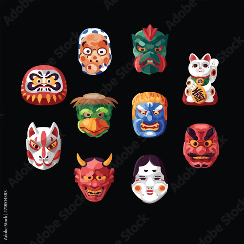 illustration of a set of mask icons