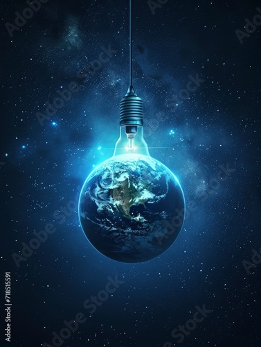 earth hour poster design, realistis , HD, copy Space - generative ai photo