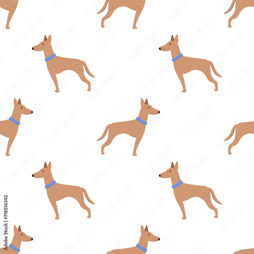 Vector seamless pattern with cute dog isolated on white Vector seamless pattern with cute dog isolated on white