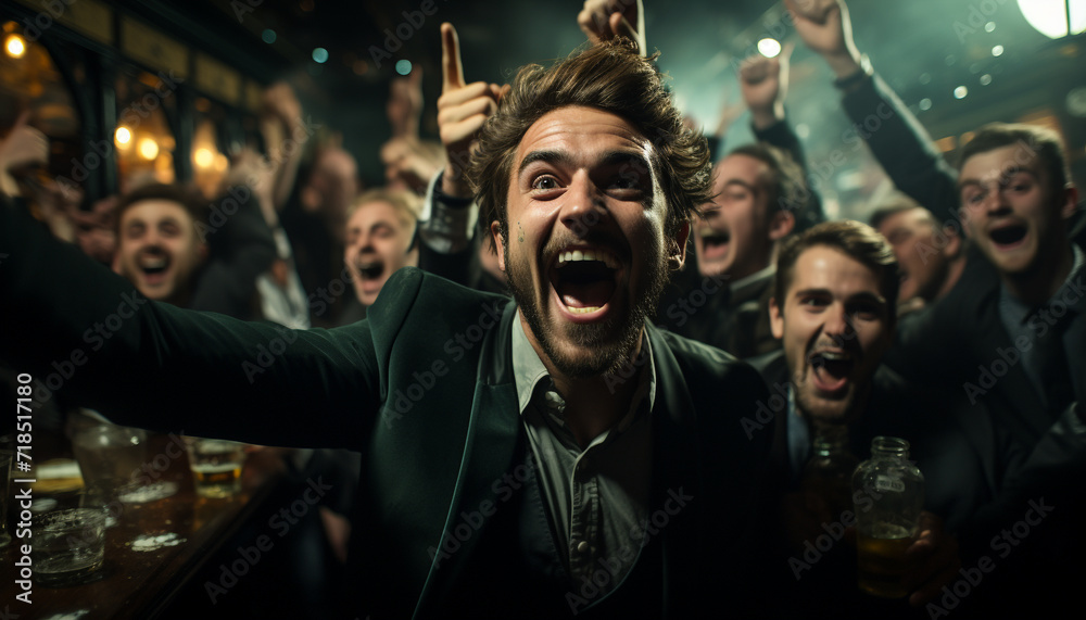 Young adults enjoying nightlife at a crowded nightclub generated by AI Young adults enjoying nightlife at a crowded nightclub generated by AI