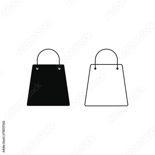 shopping bag icon vector design silhouette and line on white background