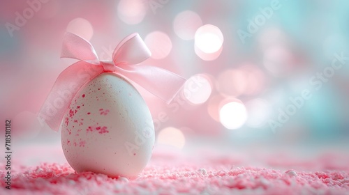 Easter Egg with pastel pink ribbon