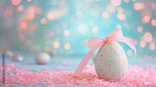 Easter Egg with pastel pink ribbon