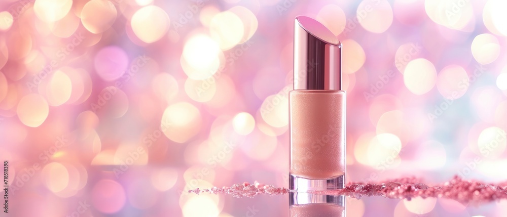 Foundation for cosmetic ad on bokeh background. Makeup Product Advertisement. Foundation for cosmetic ad on bokeh background. Makeup Product Advertisement.