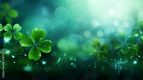 Shamrocks on a green background, St. Patrick's Day.