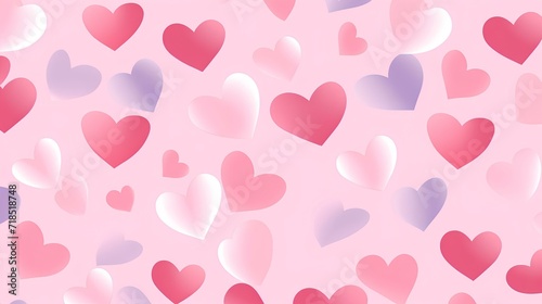 Romantic festive pink background with lots of hearts with pink gradient. Seamless Pattern.
