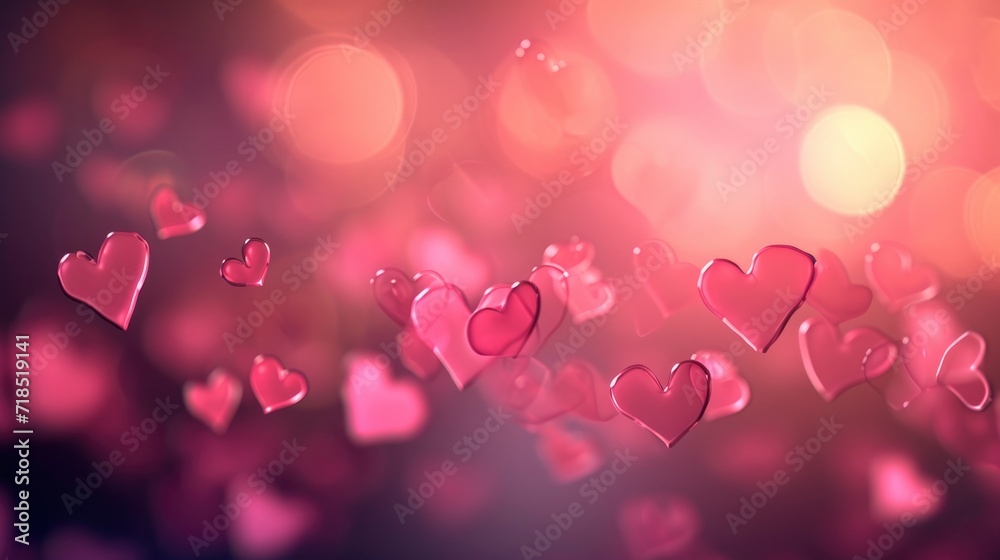 Beautiful abstract Bokeh heart lights Valentine's Day banner background