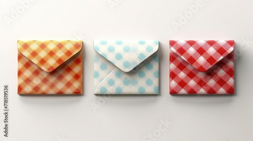 Set of retro checkered envelopes