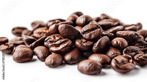 A heap of aromatic coffee beans isolated, highlighting the sensory richness, AI Generative.