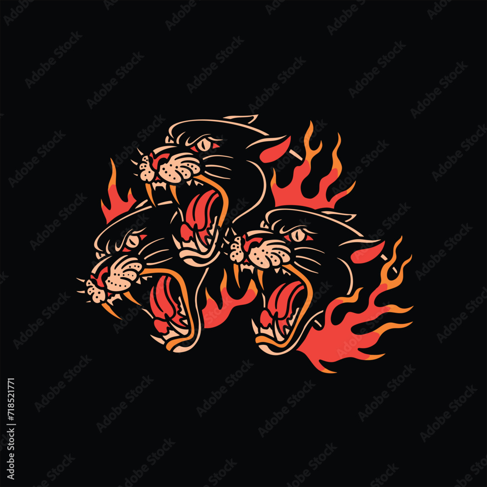 burning panthers tattoo vector design burning panthers tattoo vector design