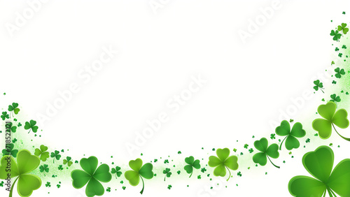 a st patrick's day background with shamrock leaves on a white background