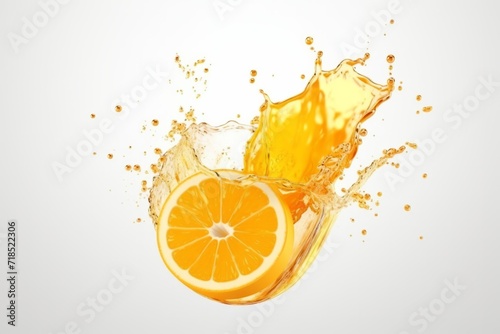 Citrusy Orange Juice Splash in a Modern Glass  on an Isolated White Canvas  Generative AI