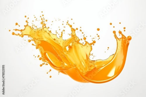 Orange Juice Splash with Cascading Drops, Frozen in Time, on a Clean White Background, Generative AI © Box Milk