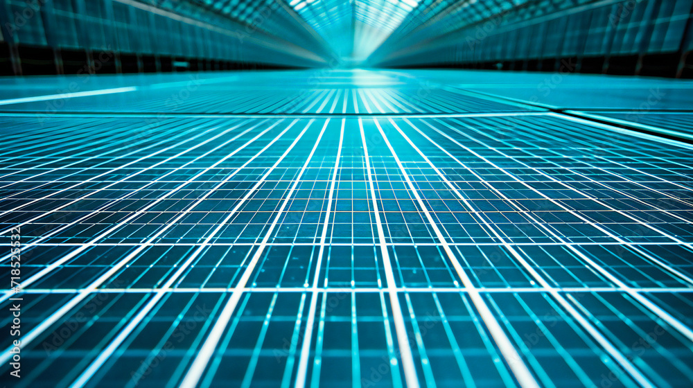 Fototapeta premium Futuristic Technology Tunnel, Abstract Blue Corridor with Bright Lights and Modern Design, Science Fiction Concept