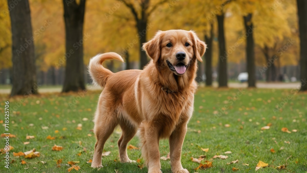 Dark golden retriever dog in the park Dark golden retriever dog in the park