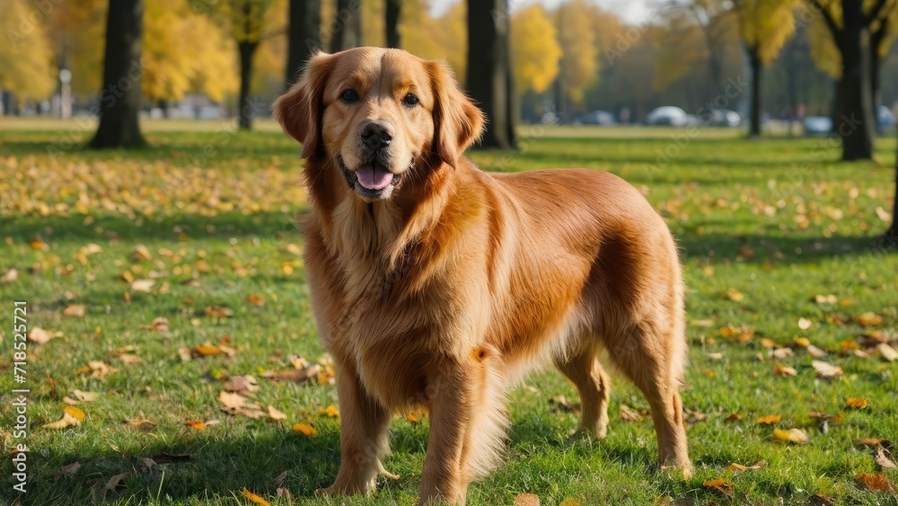 Dark golden retriever dog in the park Dark golden retriever dog in the park