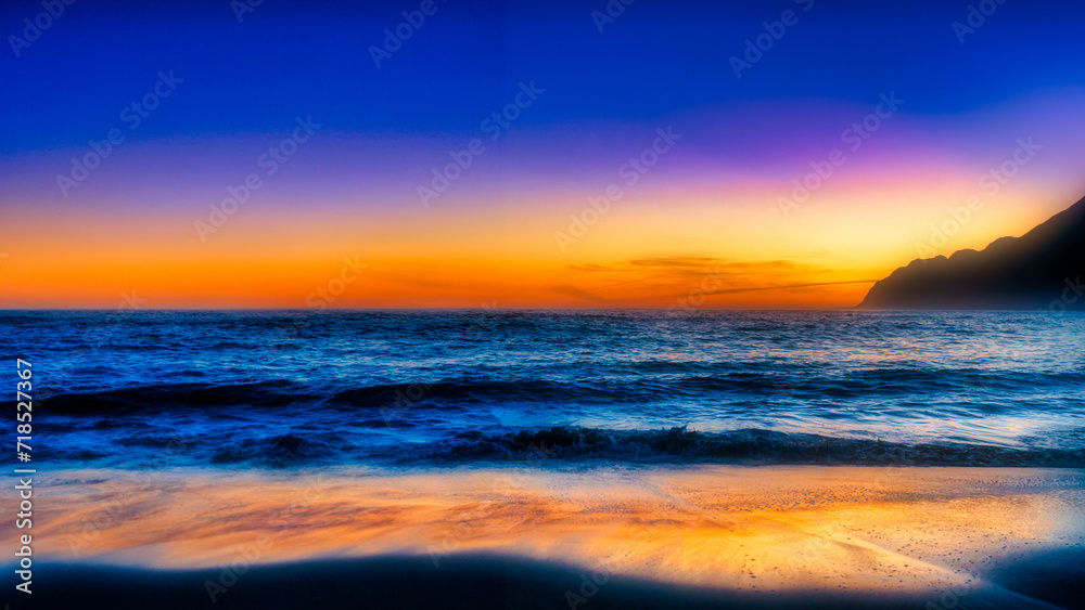 Naklejka premium the colours of sunset mirrored on the sea at White rock beach