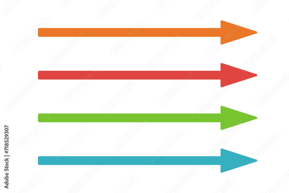 Straight long multicolored arrows pointing right. Arrow shape element Straight long multicolored arrows pointing right. Arrow shape element