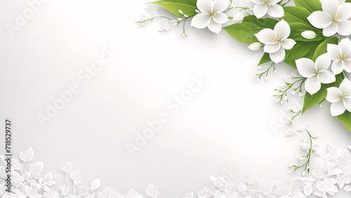 white flowers and leaves on a white background © Cameron Schmidt