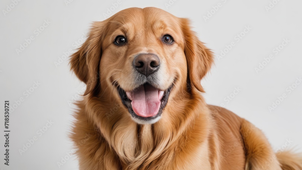 Portrait of Dark golden retriever dog on grey background Portrait of Dark golden retriever dog on grey background