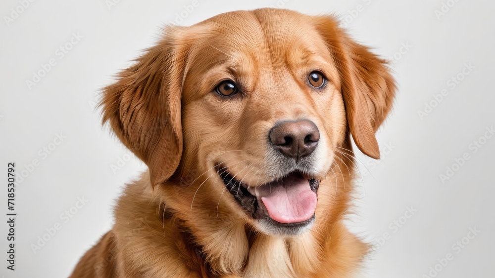 Portrait of Dark golden retriever dog on grey background Portrait of Dark golden retriever dog on grey background