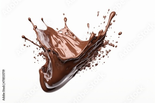 Molten Chocolate Splash, Frozen in Time, Set Against an Isolated White Background, Generative AI