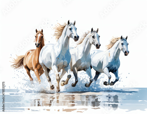 horses through the beach