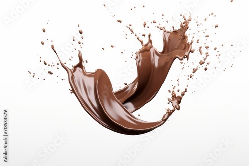 Sumptuous Chocolate Splash with Subtle Textures, on a Clean White Background, Generative AI