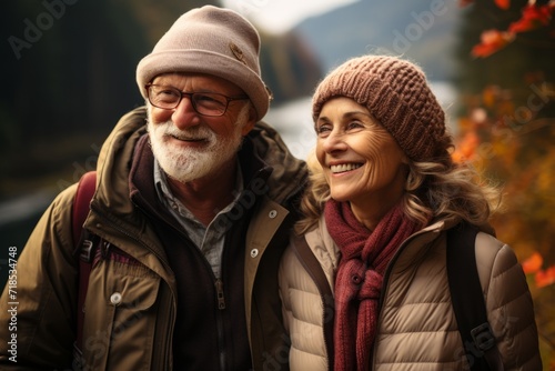Elderly couple researching travel deals to plan their dream retirement vacation, Generative AI