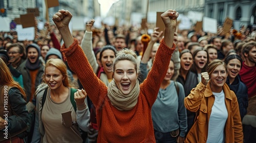 A crowd of women took to the street for a mass rally-demonstration of dissatisfaction with violation of women's rights, a feminist action in the city center © Natalia S.