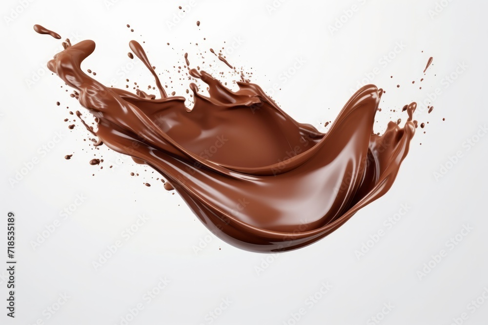 Tempting Chocolate Splash with Dynamic Movement, on an Isolated White Canvas, Generative AI Tempting Chocolate Splash with Dynamic Movement, on an Isolated White Canvas, Generative AI