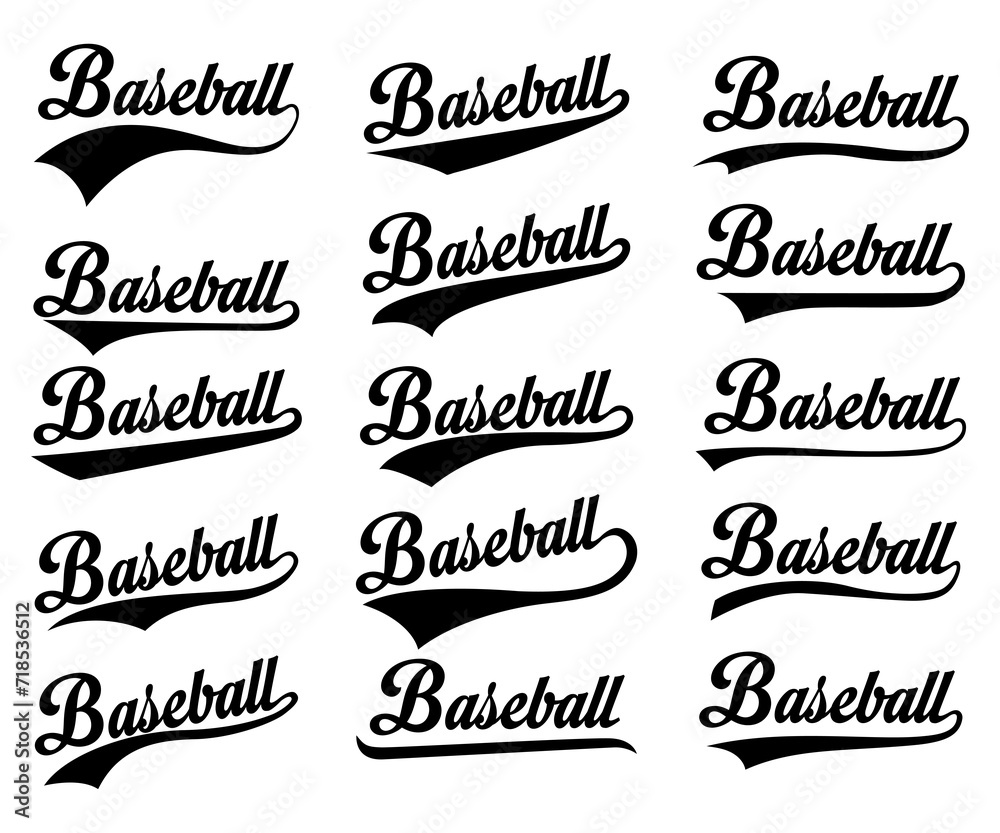 Text Tails Swoosh Baseball Sign, Typography font curve tail, font swoosh tail ornamental vector