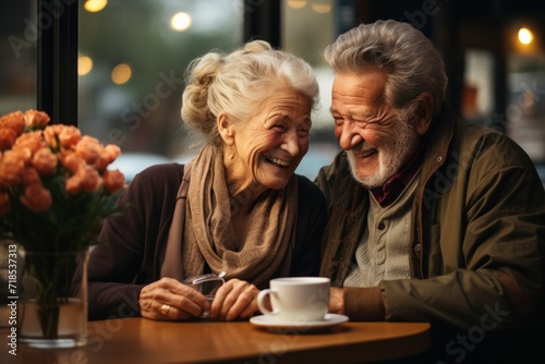 Elderly husband and wife discussing the benefits of long-term care insurance  Generative AI