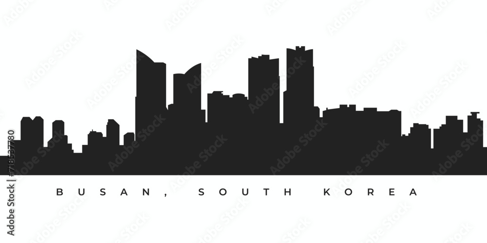 Busan city skyline silhouette illustration