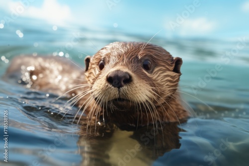 An otter swimming in water