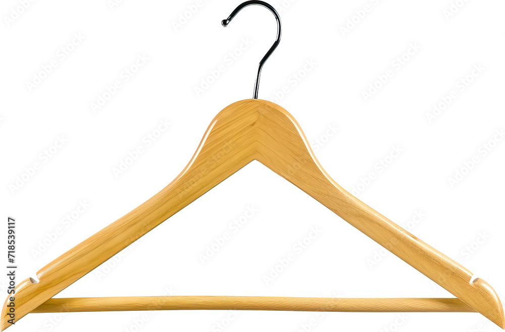 Wooden clothes hanger isolated on transparent background. PNG