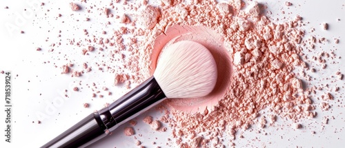 Cosmetics Beauty Powder on a White Background, a Captivating Makeup Product for Your Advertisement photo
