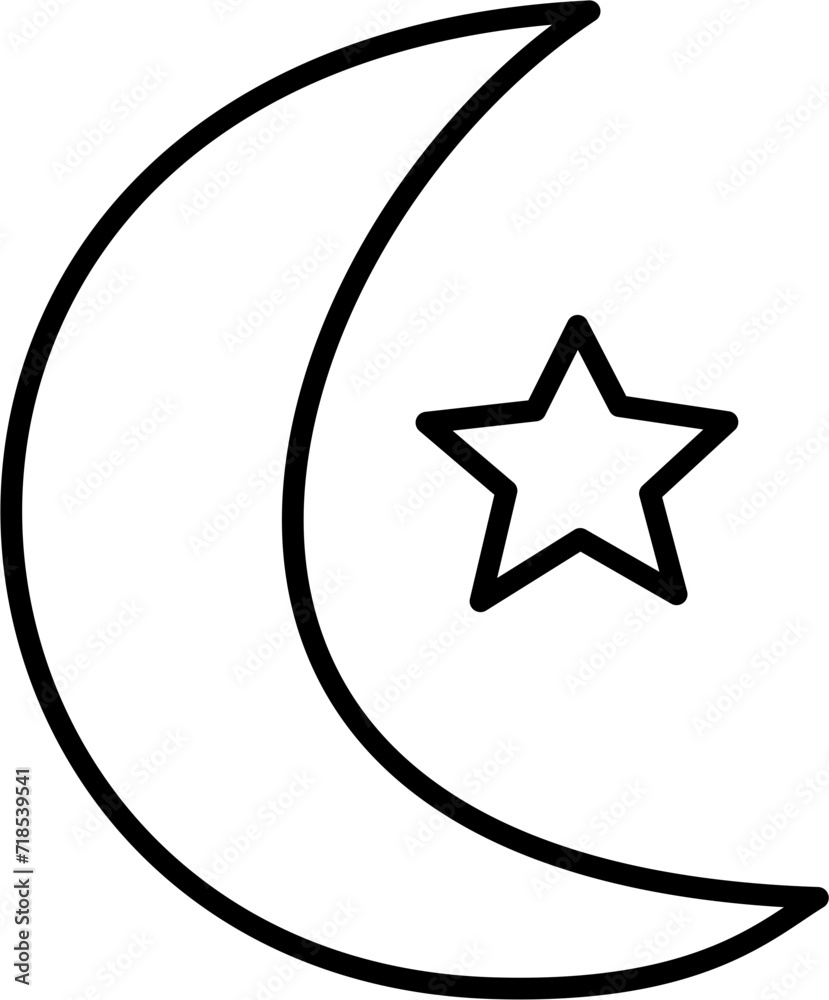 moon and star lineart