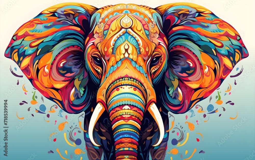Very beautiful colorful elephant illustration

