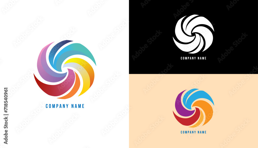 Abstract Pictorial Mark Logo Template with Vibrant and Strong Color for Corporate Company pinwheel Abstract Pictorial Mark Logo Template with Vibrant and Strong Color for Corporate Company pinwheel