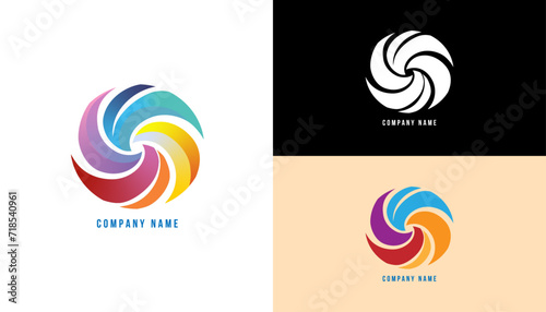 Abstract Pictorial Mark Logo Template with Vibrant and Strong Color for Corporate Company pinwheel