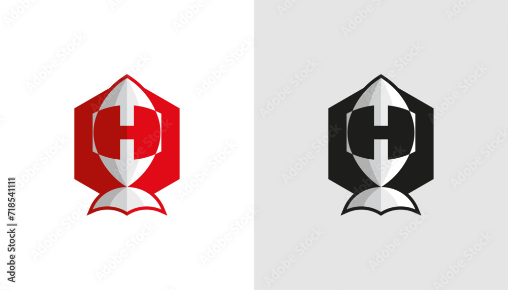 Abstract Pictorial Mark Logo Template with Vibrant and Strong Color for Corporate Company Rocket H Letter Mark Red Abstract Pictorial Mark Logo Template with Vibrant and Strong Color for Corporate Company Rocket H Letter Mark Red