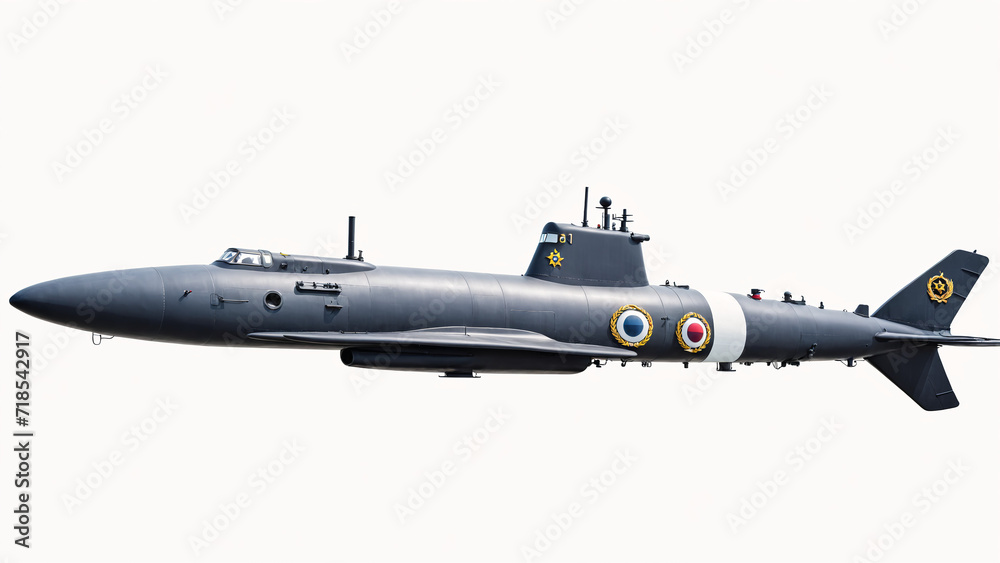 Obraz premium a military submarine 3d model on a white background