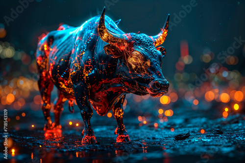 Stock market bull market trading of graph red photo