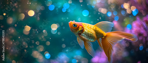 Goldfish Swimming in Aquatic Environment