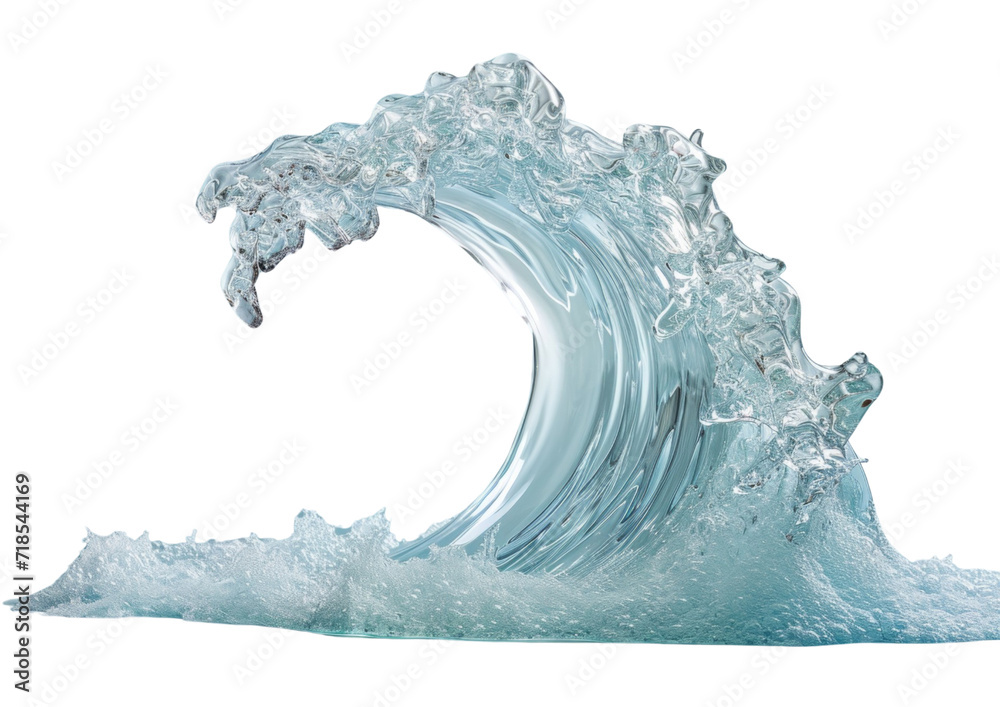 Majestic Wave of Water Rolling on a Blue Background