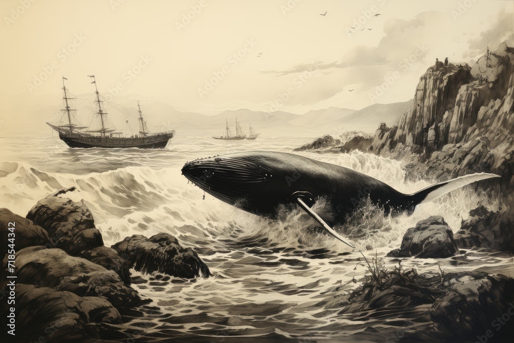 Fototapeta premium Whale watching off the coast of Iceland.
